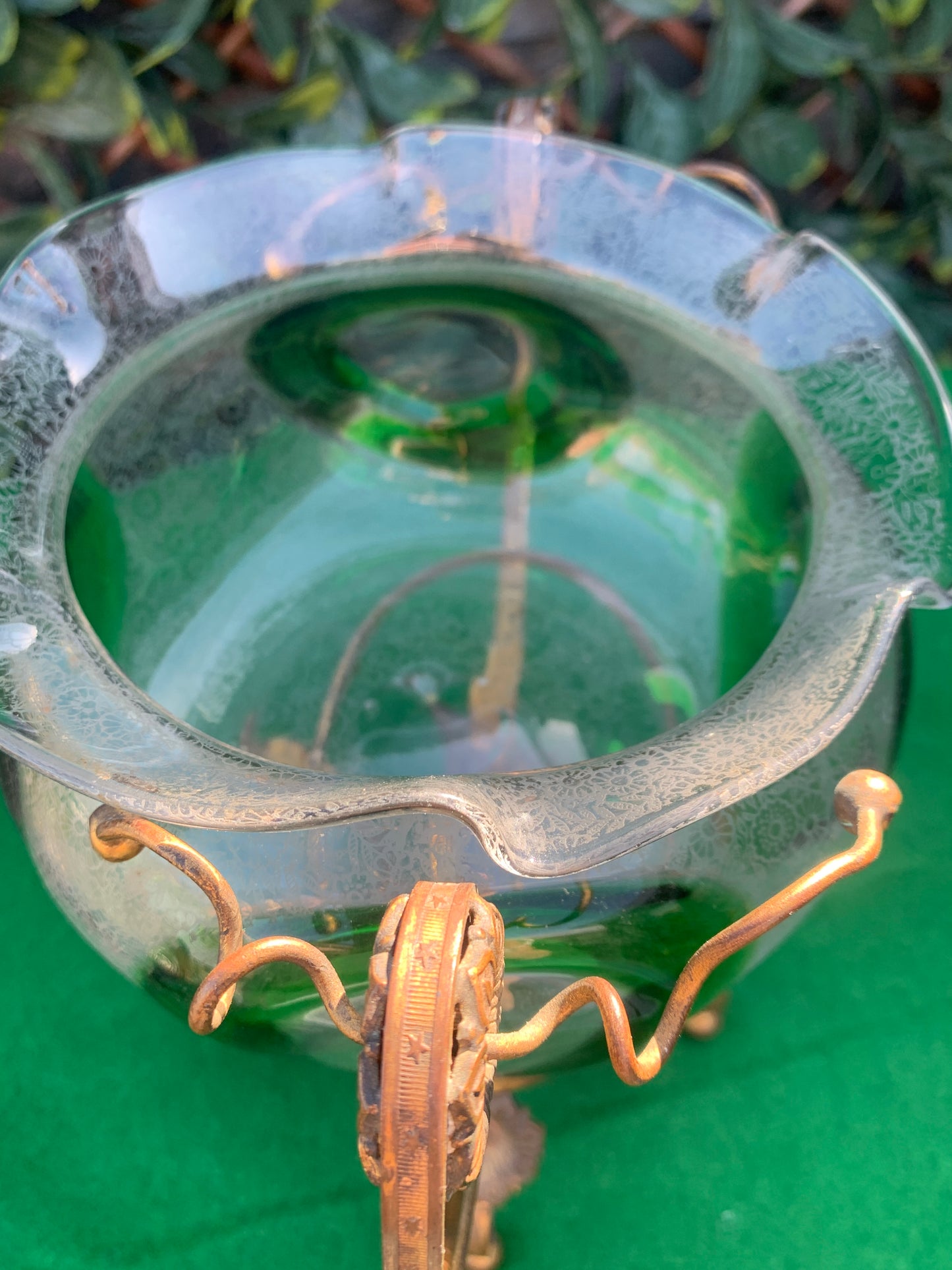 Antique 19th Century French Art Nouveau Glass & Gilt Sweet Dish