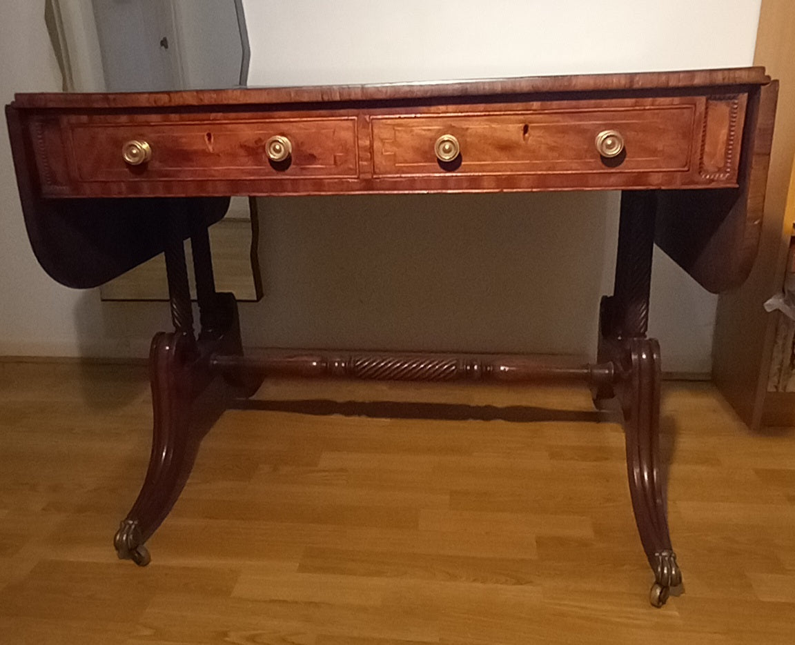 Elegant Antique Regency Rosewood Cross-Banded Sofa Table