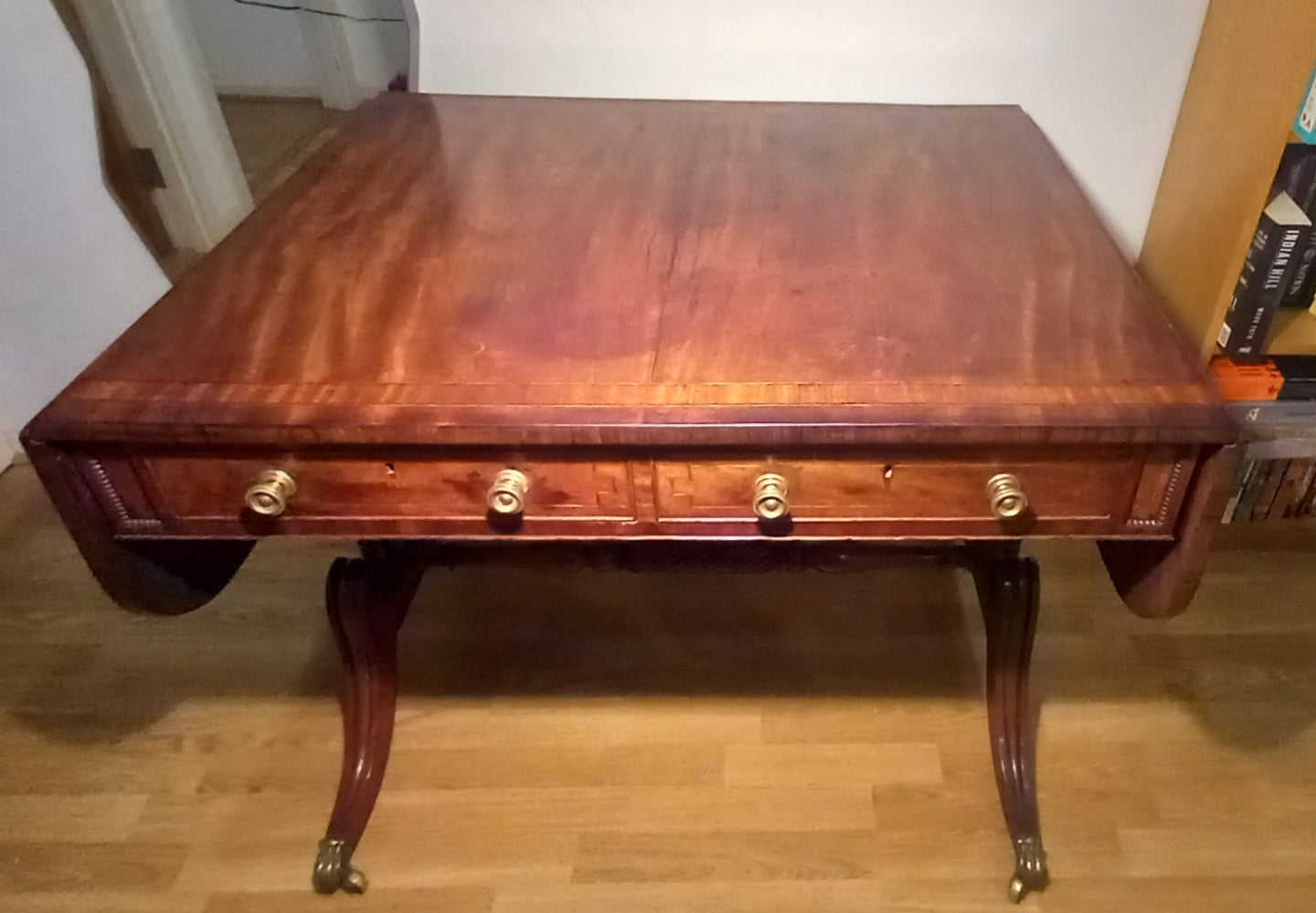 Elegant Antique Regency Rosewood Cross-Banded Sofa Table