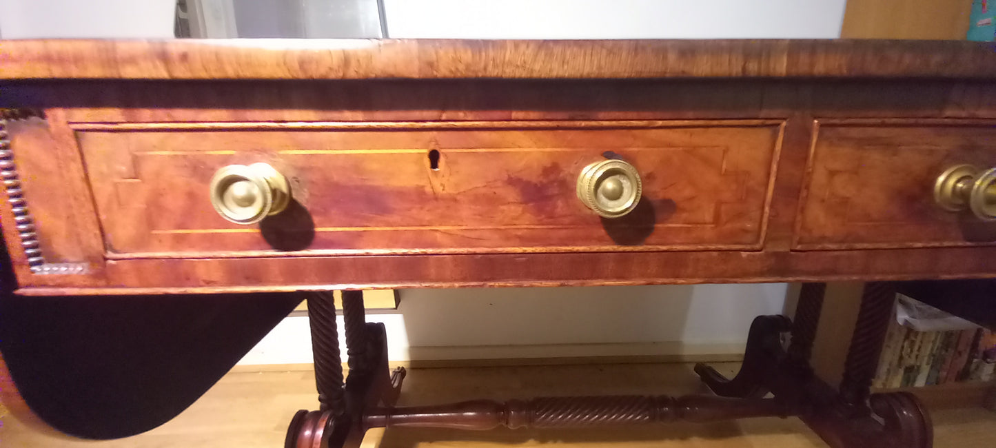 Elegant Antique Regency Rosewood Cross-Banded Sofa Table