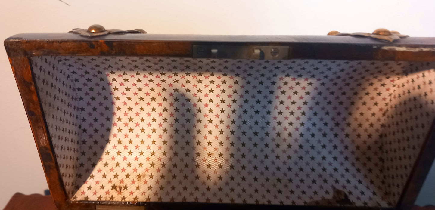 Antique 1850s Burr Walnut & Brass Letter/ Stationery Box