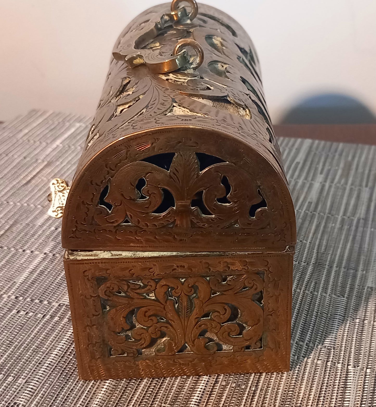 Antique 1800's Napoleon III Palais Royal Brass Casket with Perfume Bottles