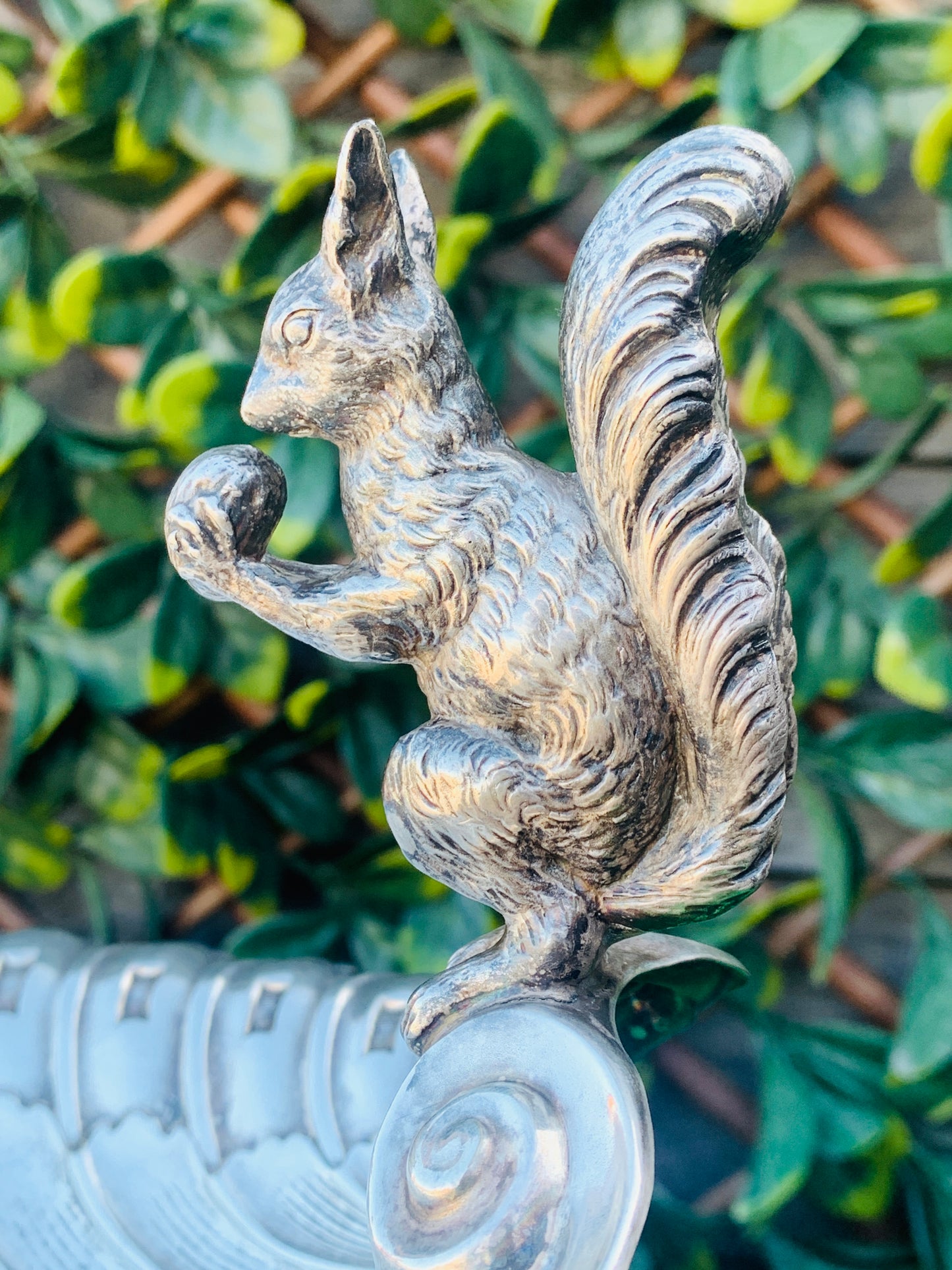 Antique Victorian Silver Plate Squirrel Nut Dish