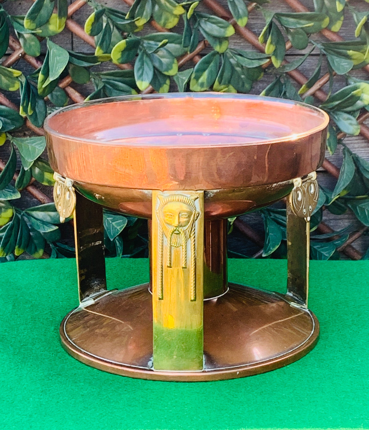 Rare Antique Austrian Secessionist Copper, Brass & Glass Dish c1890’s