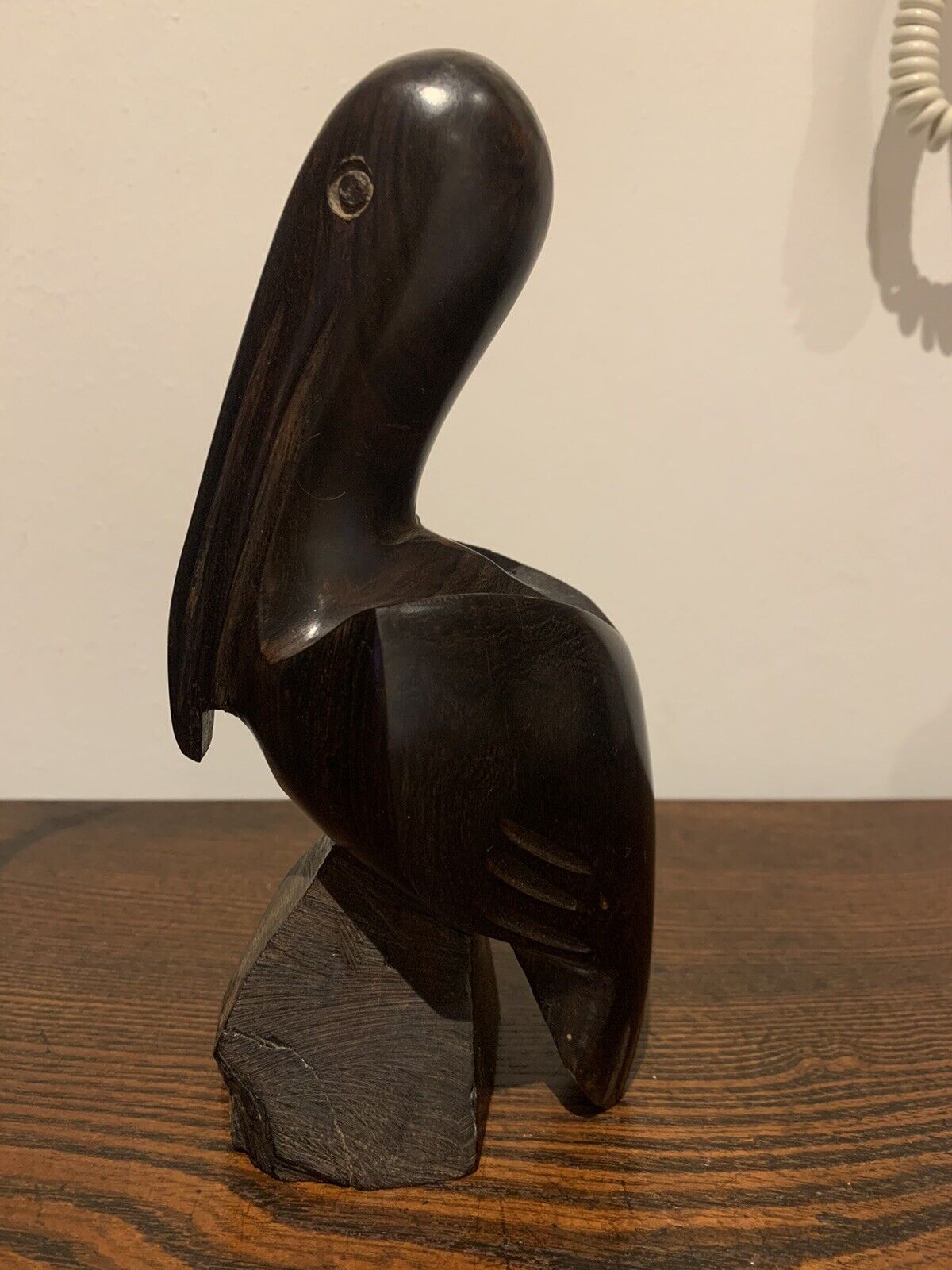African (Benin) Carved Birds, Wooden Pelican & Pair of Horn Carved Cranes