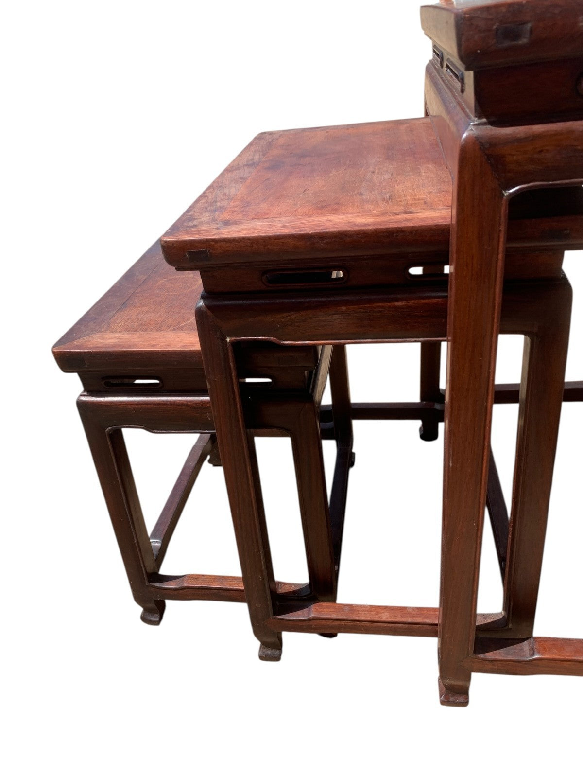 Antique Chinese Qing Dynasty (Tongzhi 1856-1875) Nest of Four Hardwood Tables