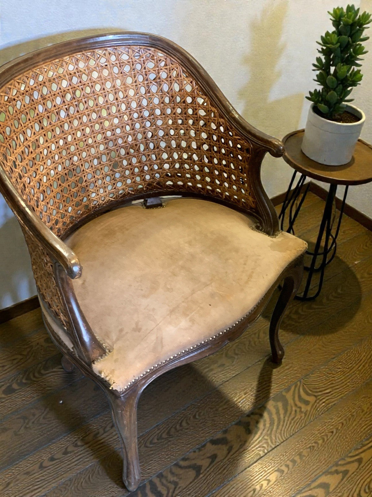 Antique 19th Century French Provincial Bergere Louis XV Style Armchair