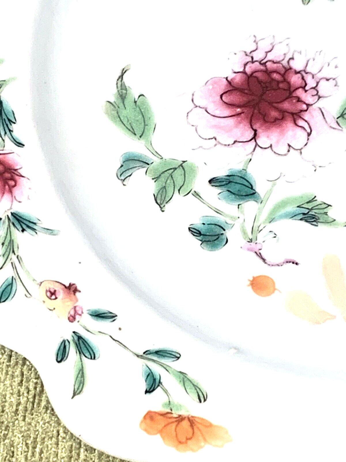 Antique Chinese 18th Century Qianlong Famille Rose Porcelain Plate, Qing Dynasty