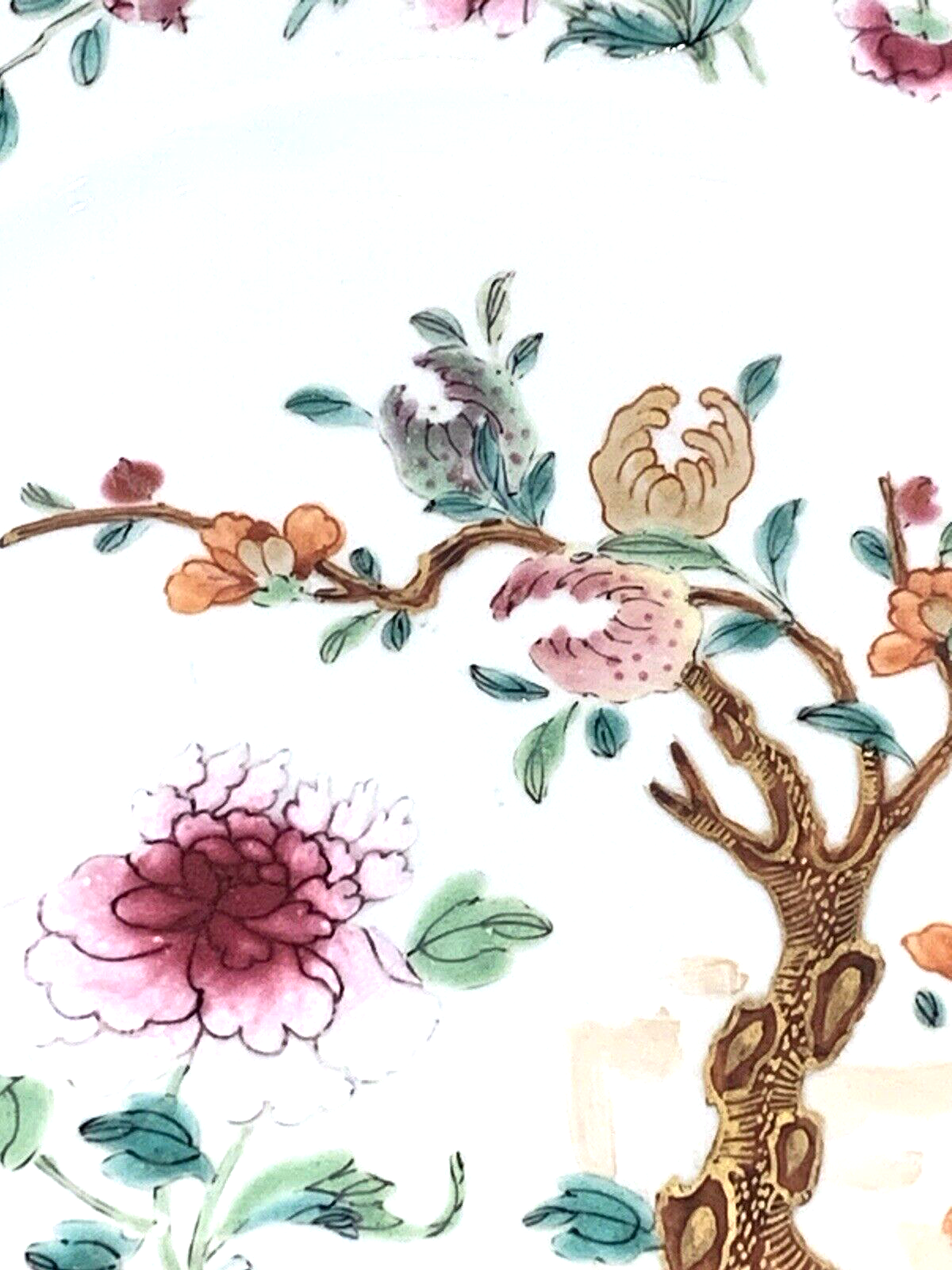 Antique Chinese 18th Century Qianlong Famille Rose Porcelain Plate, Qing Dynasty