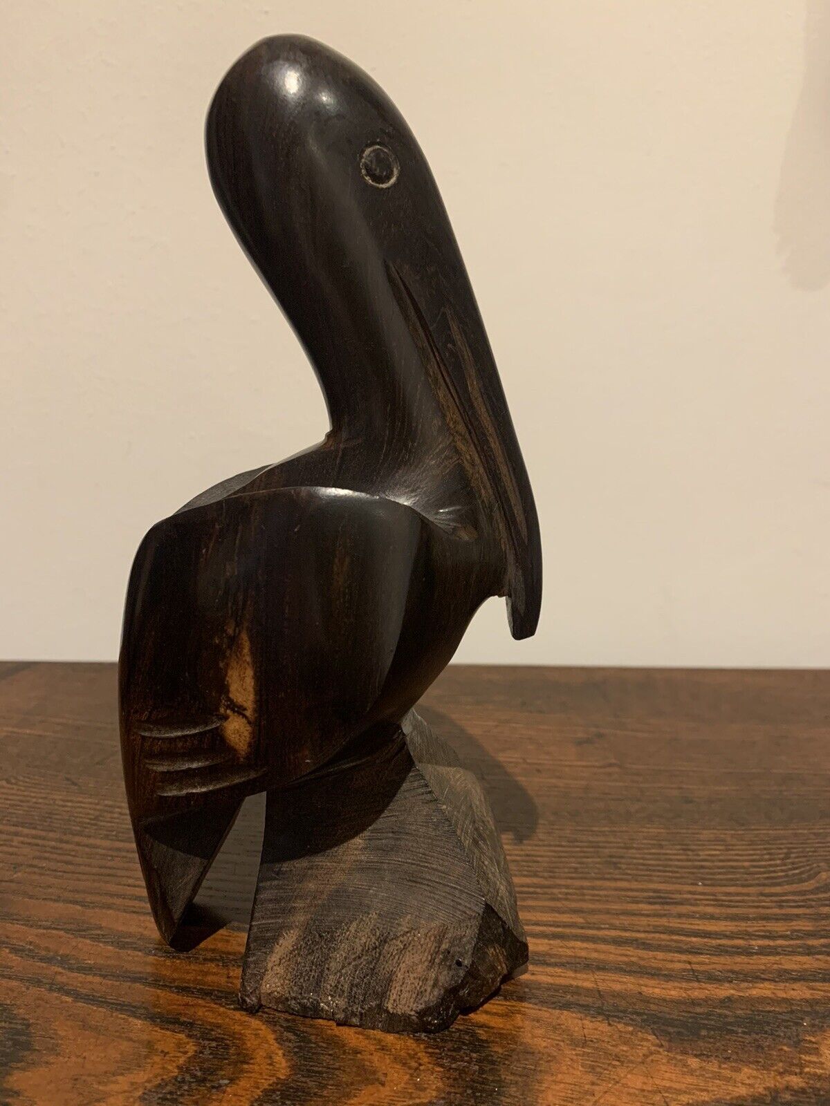 African (Benin) Carved Birds, Wooden Pelican & Pair of Horn Carved Cranes
