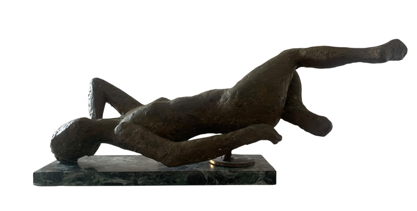Stylized Studio Art Papier-Mâché Reclining Female Figure on Marble Plinth