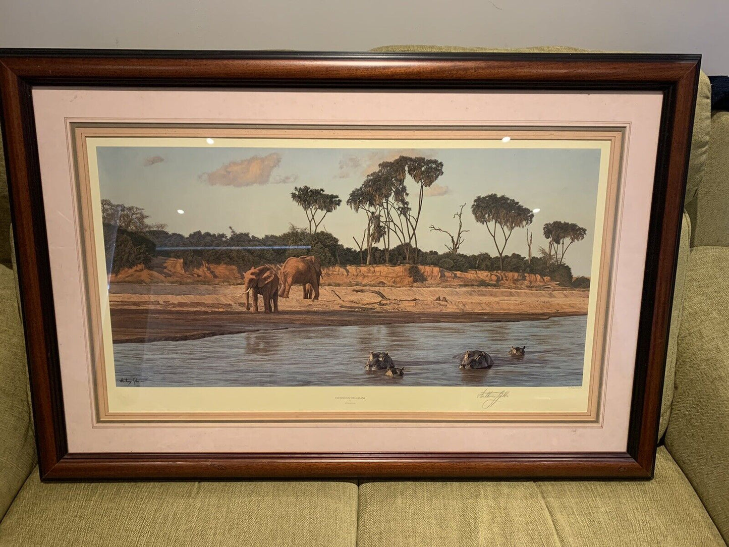 Framed 'Anthony Gibbs' signed print of 'Evening on the Galana' Limited Edition