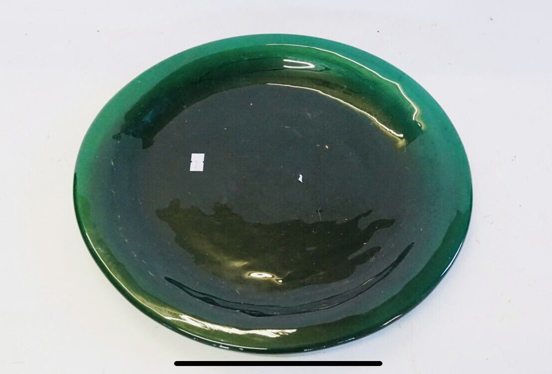 Antique Qing Dynasty Chinese Peking Emerald Green Glass Platter/Plate/Dish