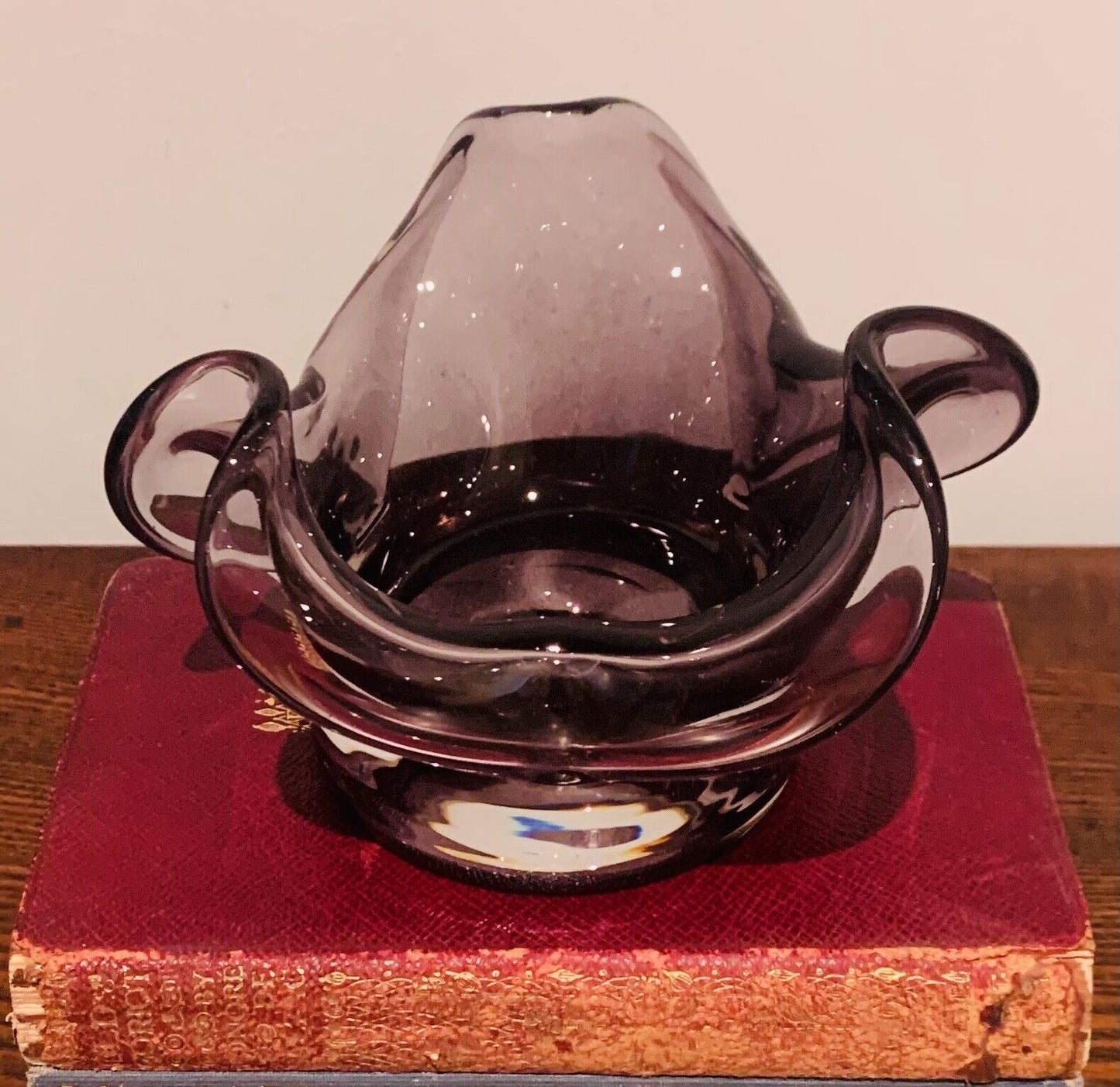 Beautiful Vintage Murano Amethyst Glass Handkerchief Bowl