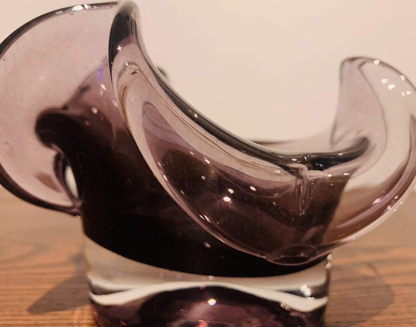 Beautiful Vintage Murano Amethyst Glass Handkerchief Bowl