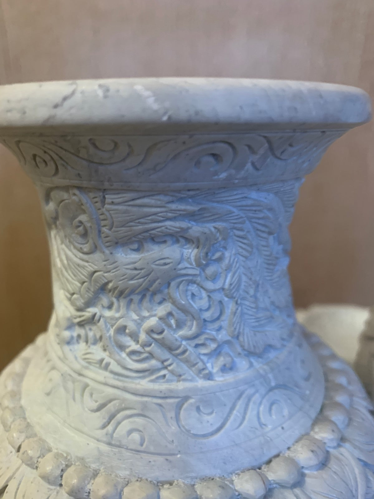 Antique Pair Chinese Carved Soapstone Dragon Vases Late Qing, Early Republican