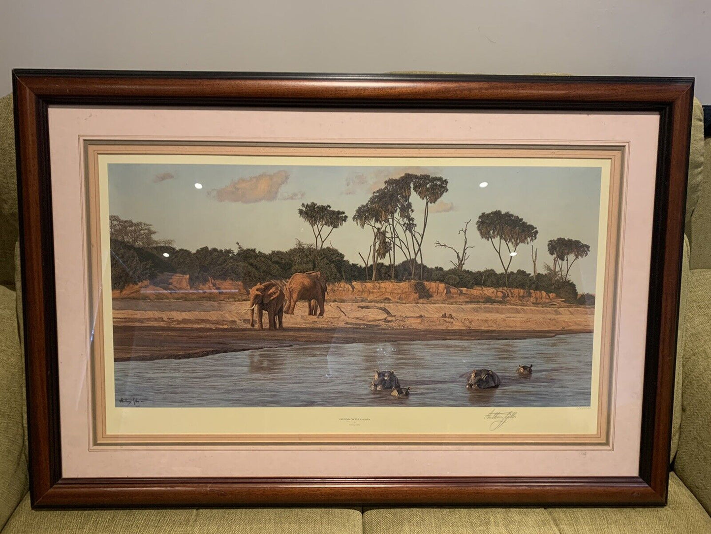 Framed 'Anthony Gibbs' signed print of 'Evening on the Galana' Limited Edition