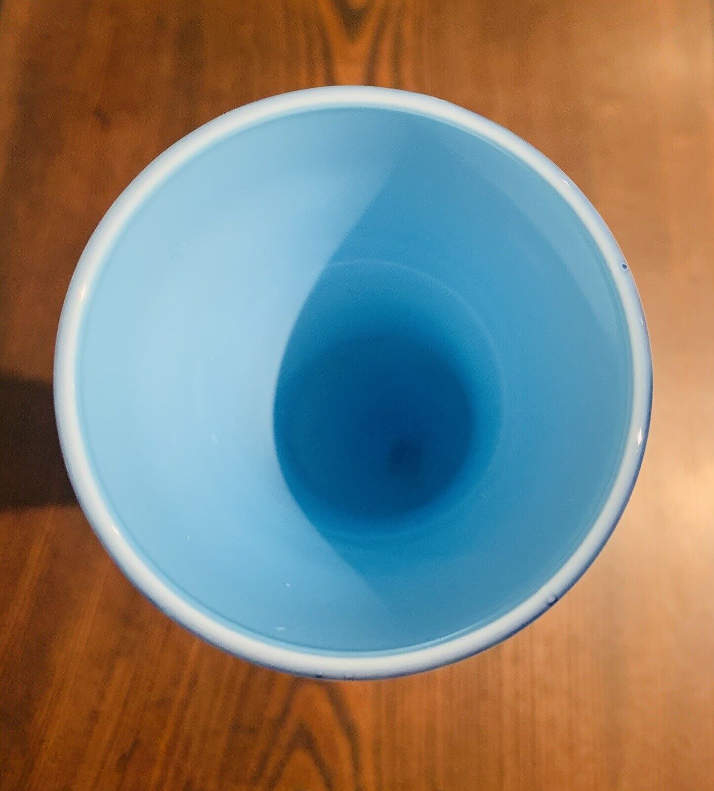 Vintage Empoli Italian Turquoise Blue Opaline Glass Vase, Mid Century Modern