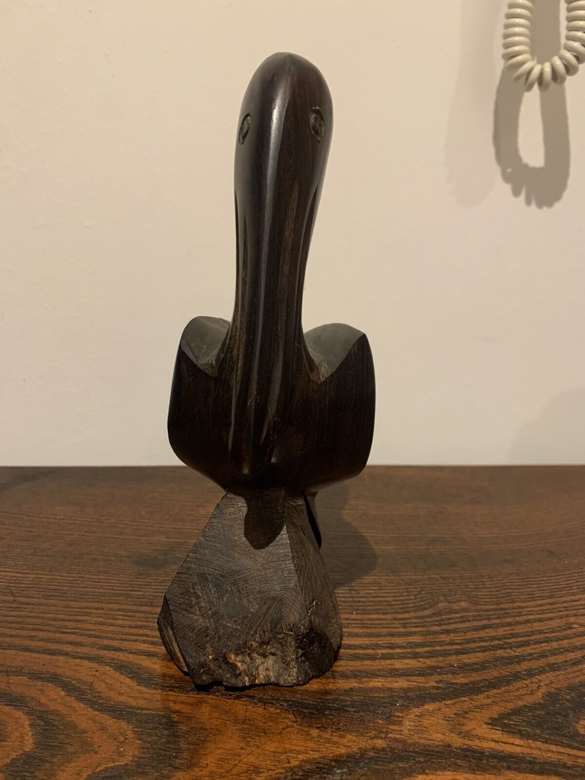 African (Benin) Carved Birds, Wooden Pelican & Pair of Horn Carved Cranes
