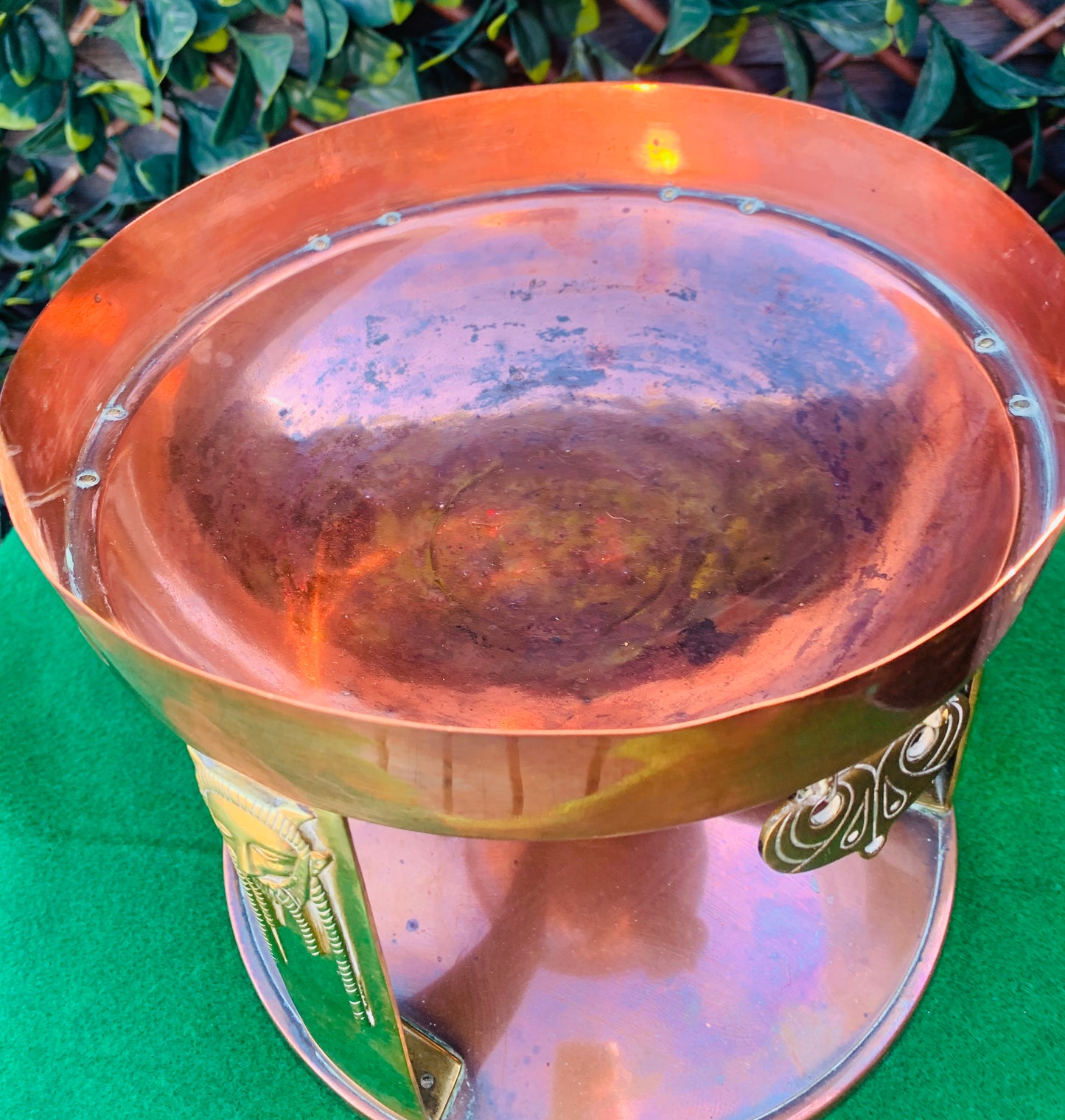 Rare Antique Austrian Secessionist Copper, Brass & Glass Dish c1890’s