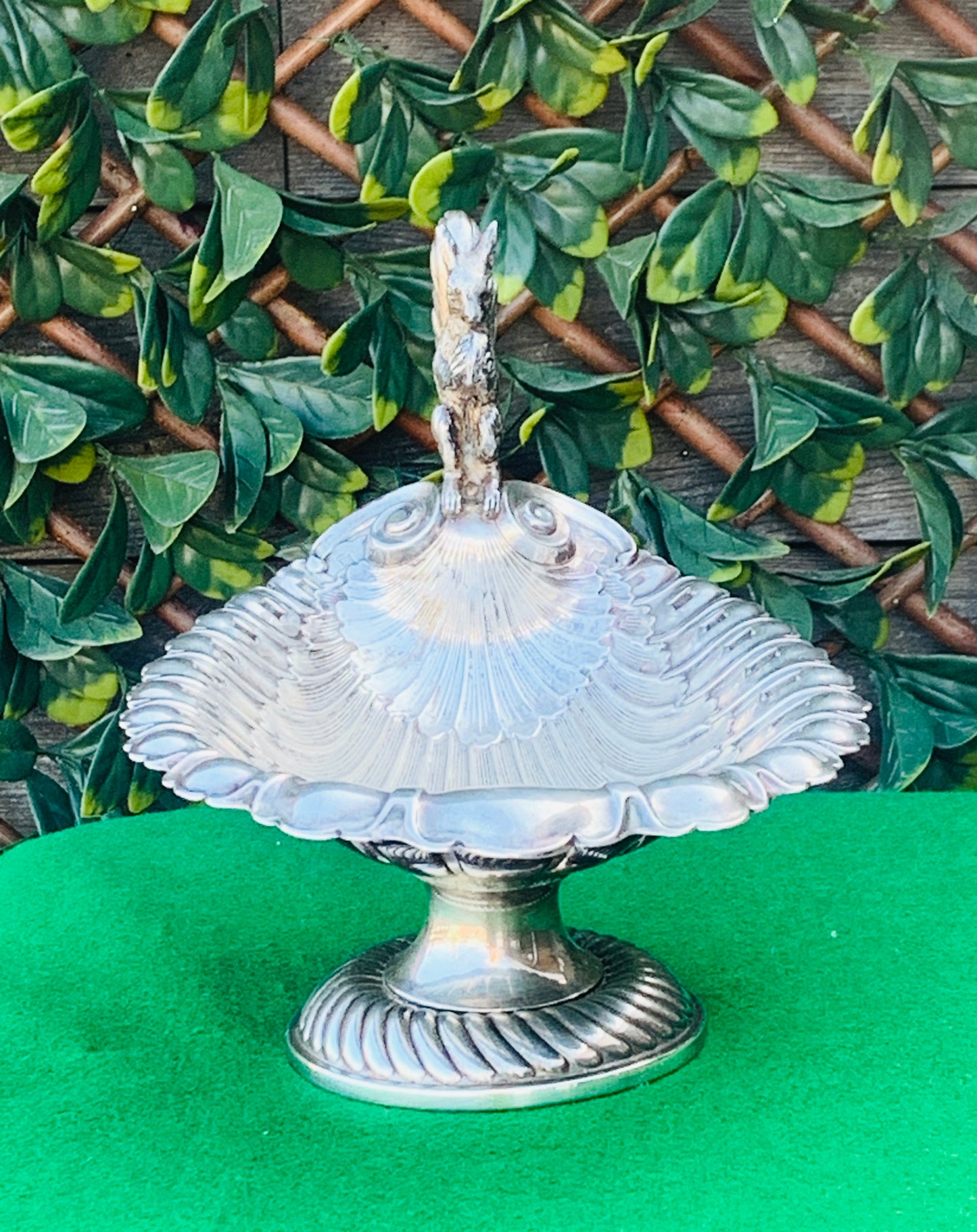 Antique Victorian Silver Plate Squirrel Nut Dish