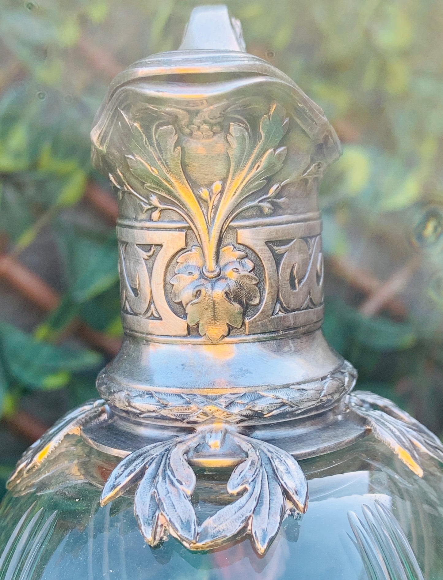 Antique Christofle Gallia 19th Century Art Nouveau Silver Plated & Glass Liquor Ewer/Jug