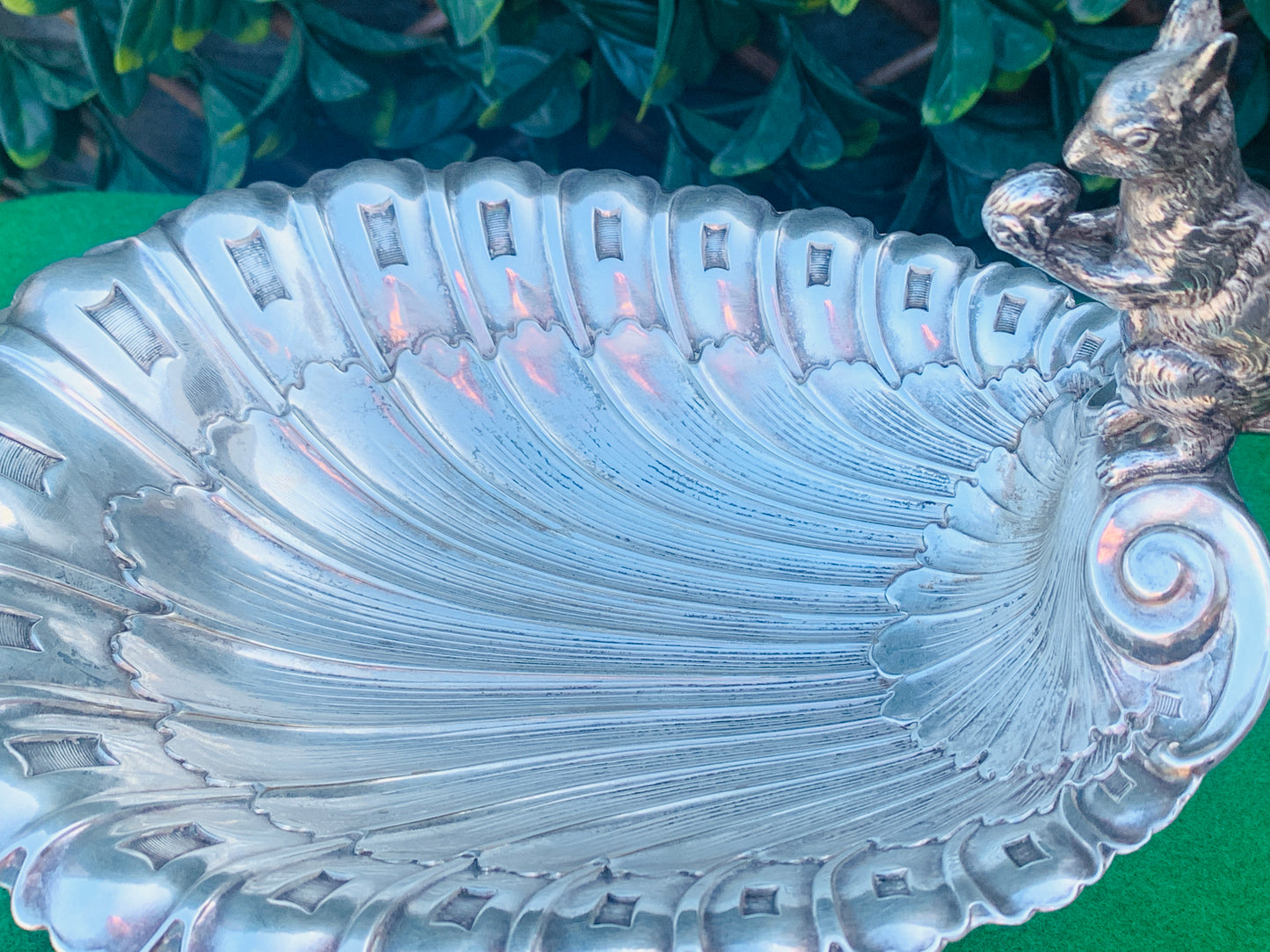 Antique Victorian Silver Plate Squirrel Nut Dish
