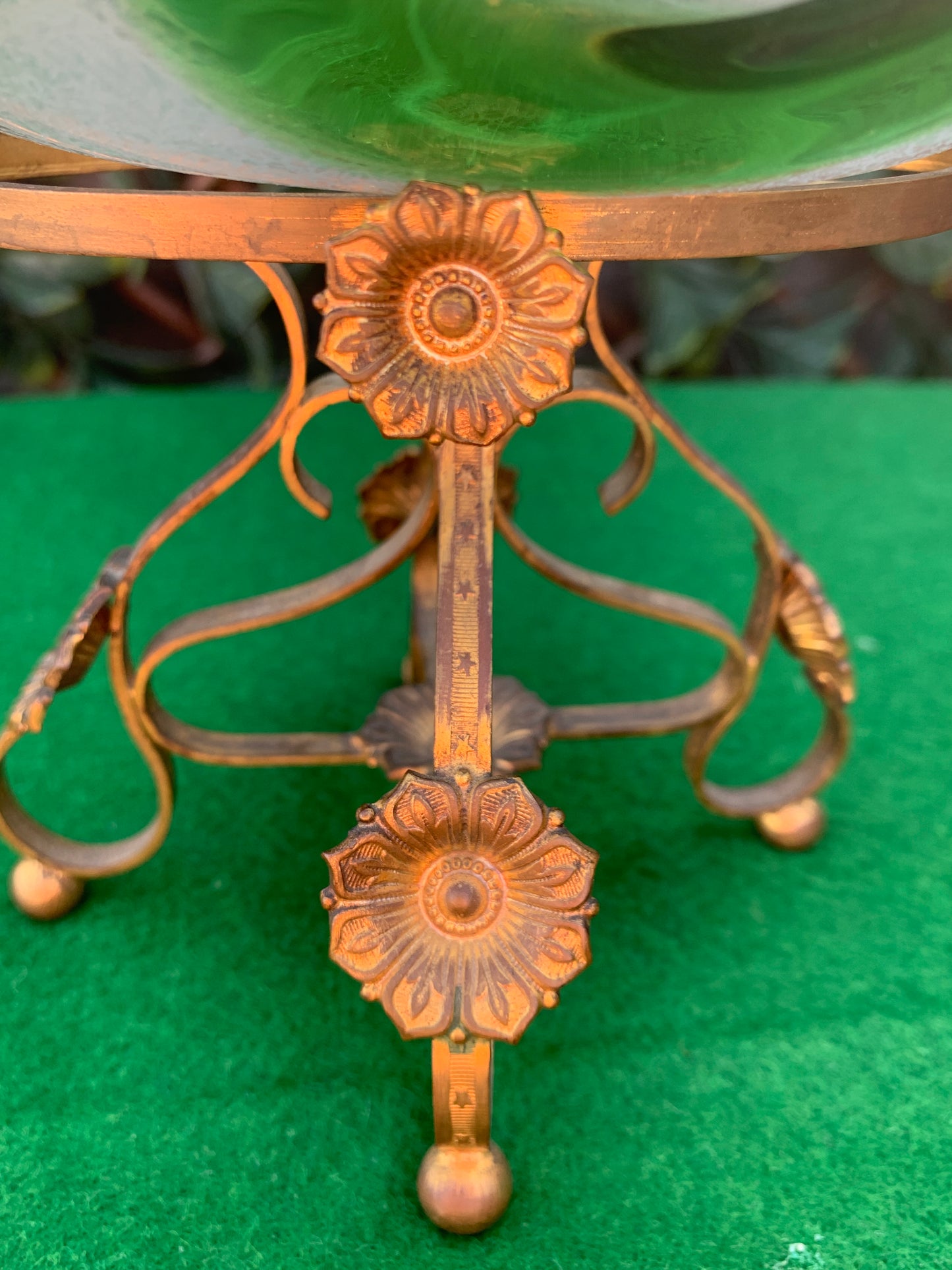Antique 19th Century French Art Nouveau Glass & Gilt Sweet Dish