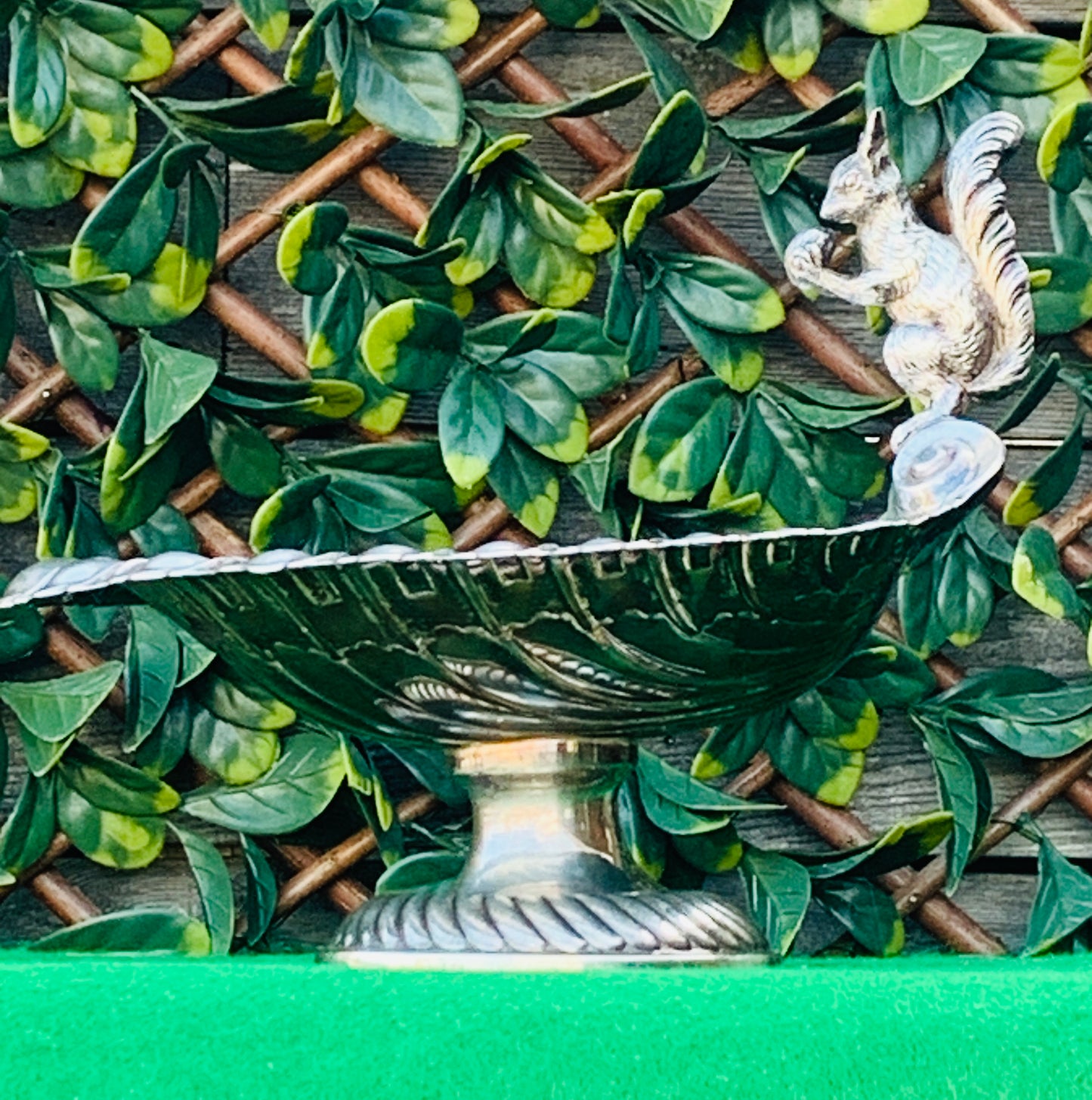 Antique Victorian Silver Plate Squirrel Nut Dish