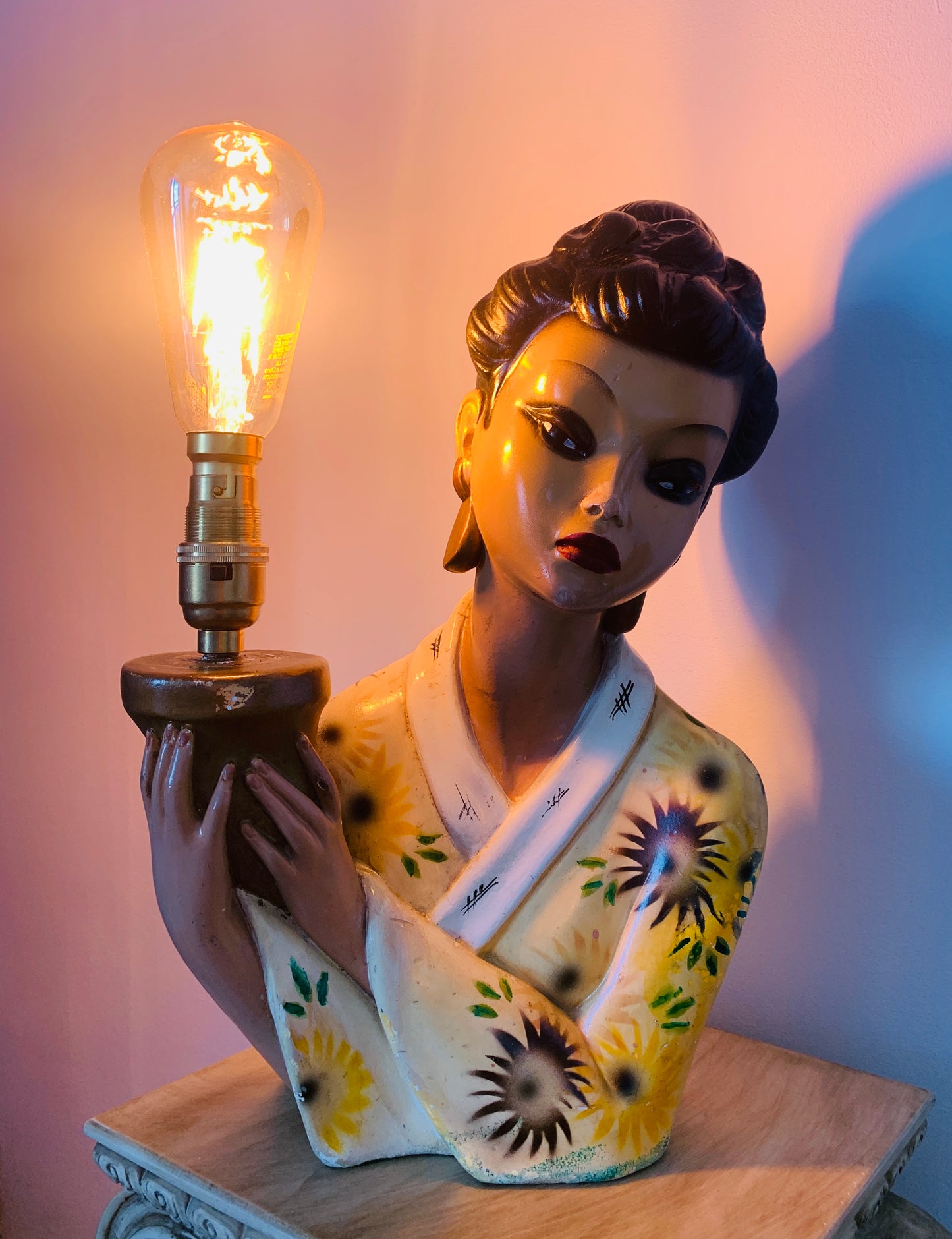 Vintage 1950’s Nieri ‘Lady Mitsuko’ Tretchikoff Style Geisha Chalkware Lamp