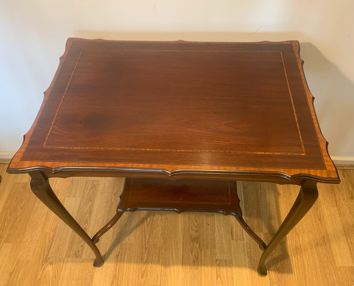 Antique Edwardian Mahogany Two Tiered Occasional/Hall Table with Satinwood Inlay