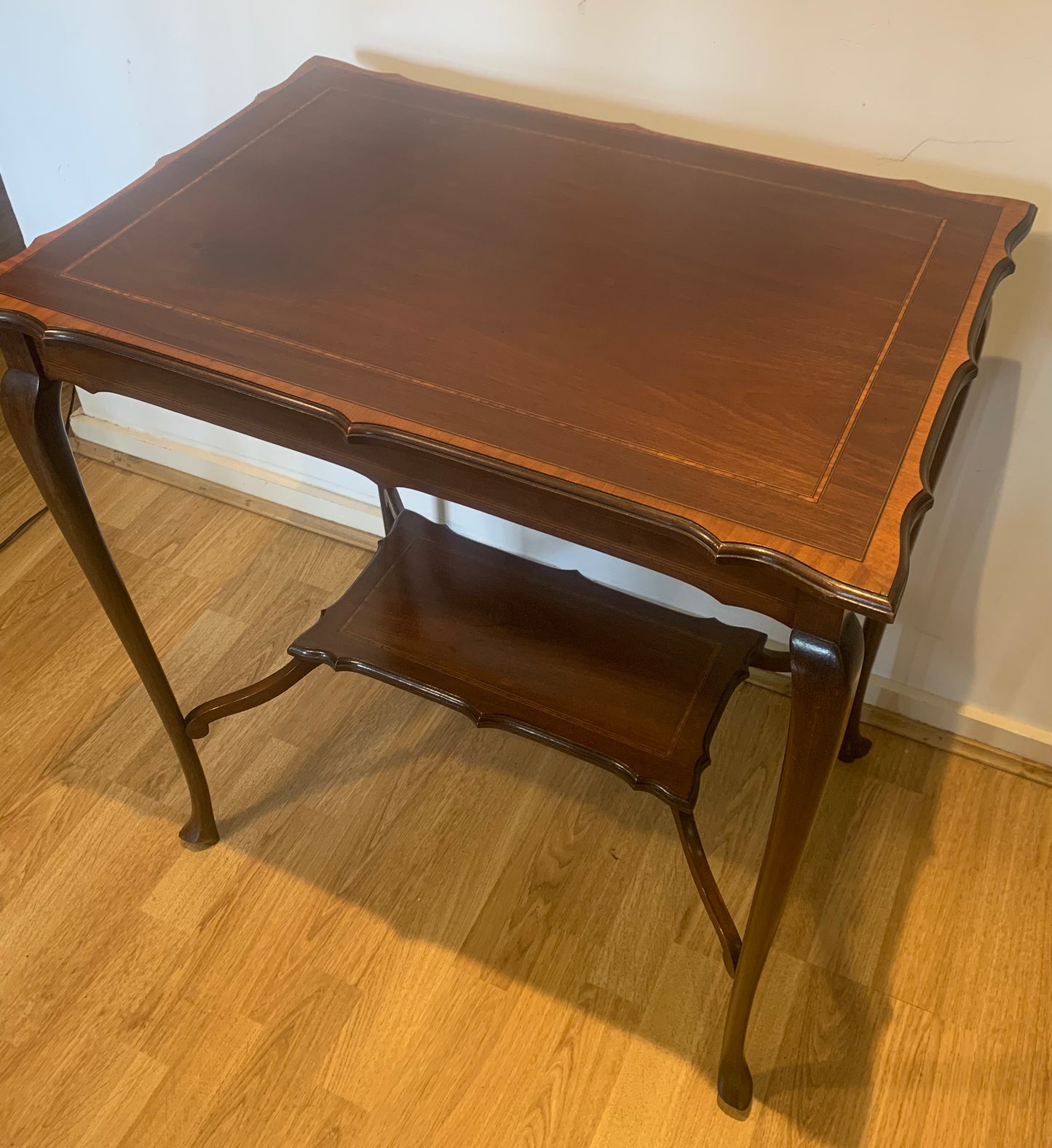 Antique Edwardian Mahogany Two Tiered Occasional/Hall Table with Satinwood Inlay
