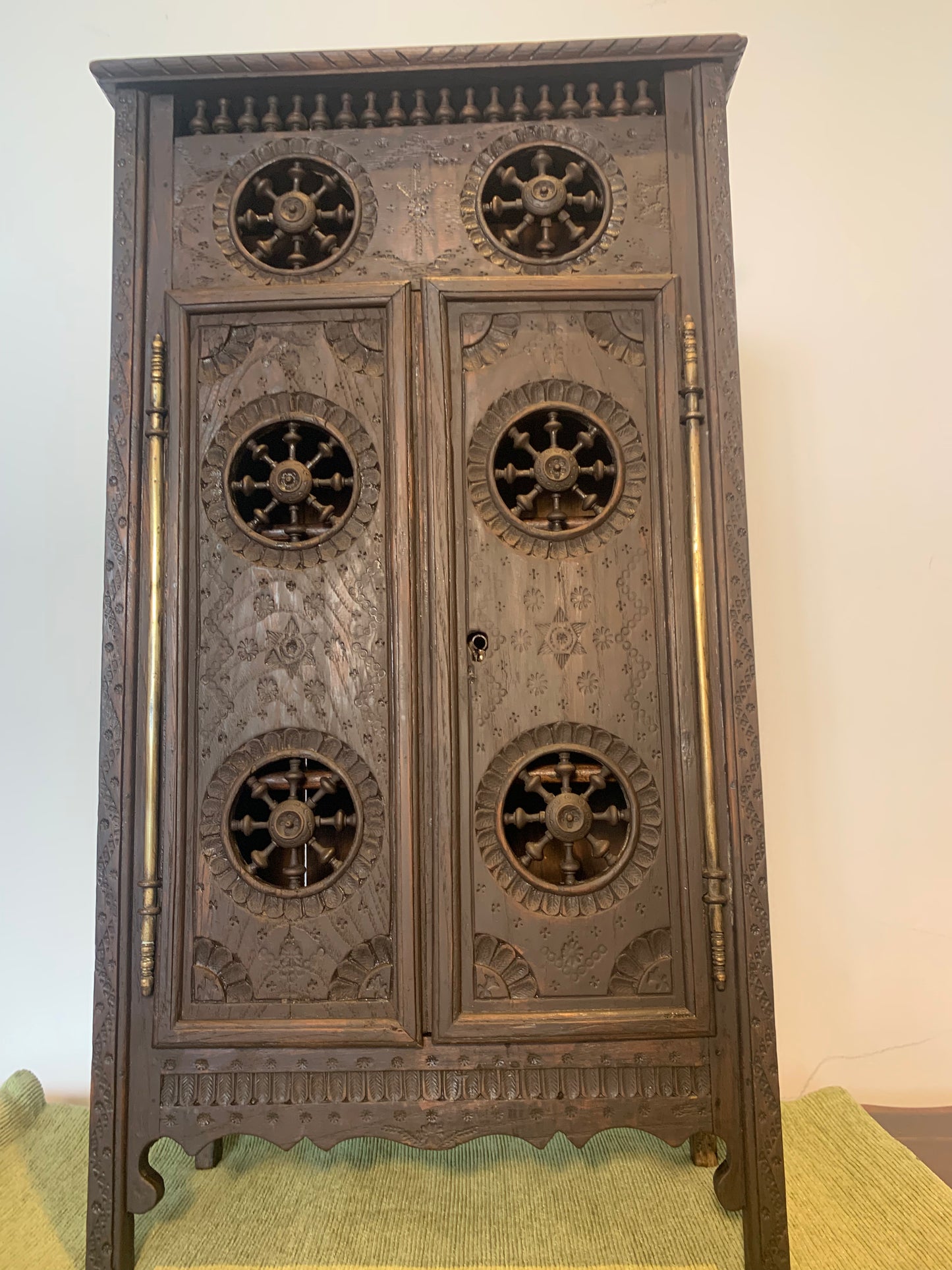 Beautiful Antique 1900's Breton Oak Miniature French Salesman Sample Cabinet. Doll Furniture.