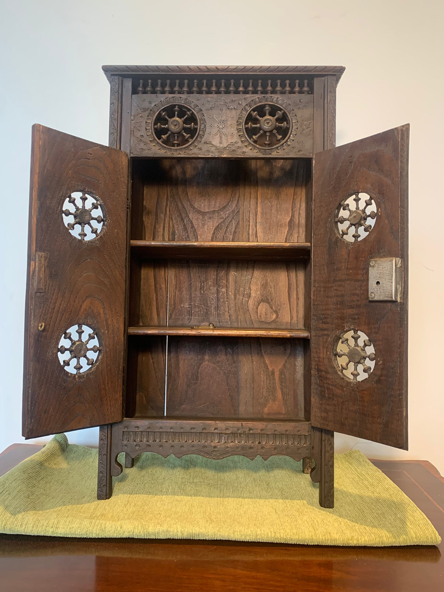Beautiful Antique 1900's Breton Oak Miniature French Salesman Sample Cabinet. Doll Furniture.