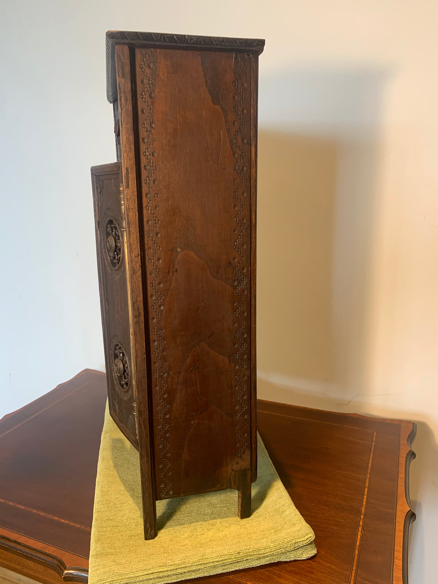 Beautiful Antique 1900's Breton Oak Miniature French Salesman Sample Cabinet. Doll Furniture.