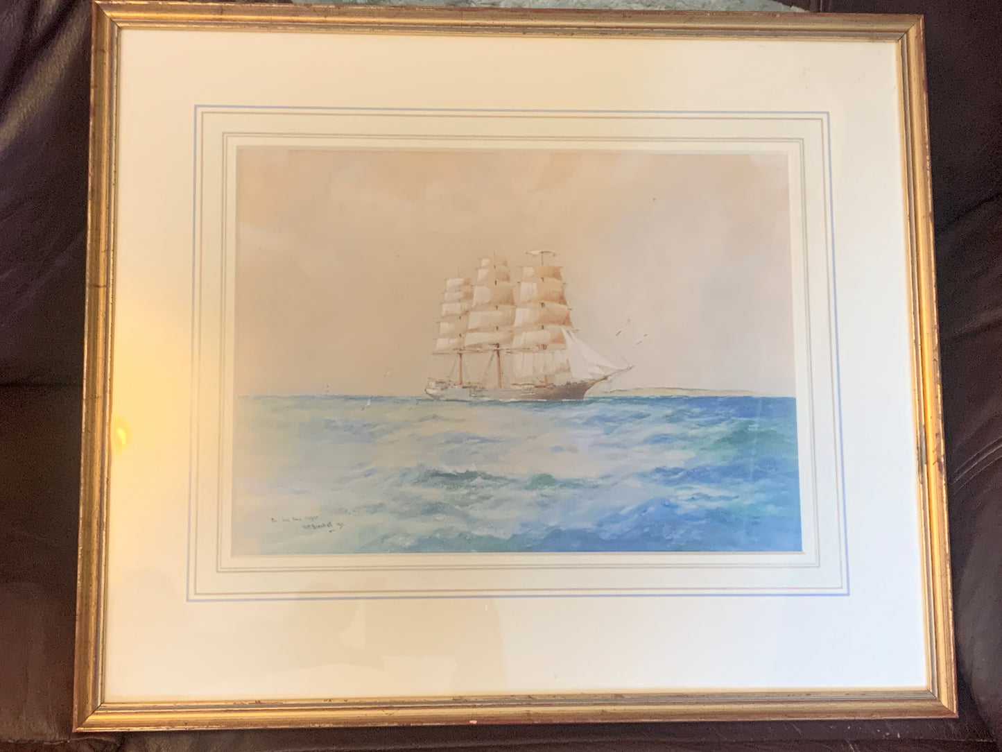 Gorgeous original watercolour by William Minshall Birchall (1884-1941) British, 'An Old Time Clipper', watercolour, signed, inscribed and dated