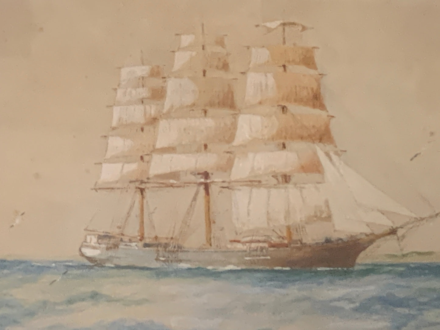 Gorgeous original watercolour by William Minshall Birchall (1884-1941) British, 'An Old Time Clipper', watercolour, signed, inscribed and dated