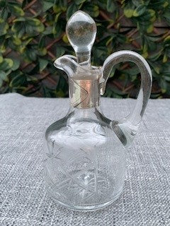 Antique Sterling Silver Collared Cut Glass Oil or Vinegar Pourer