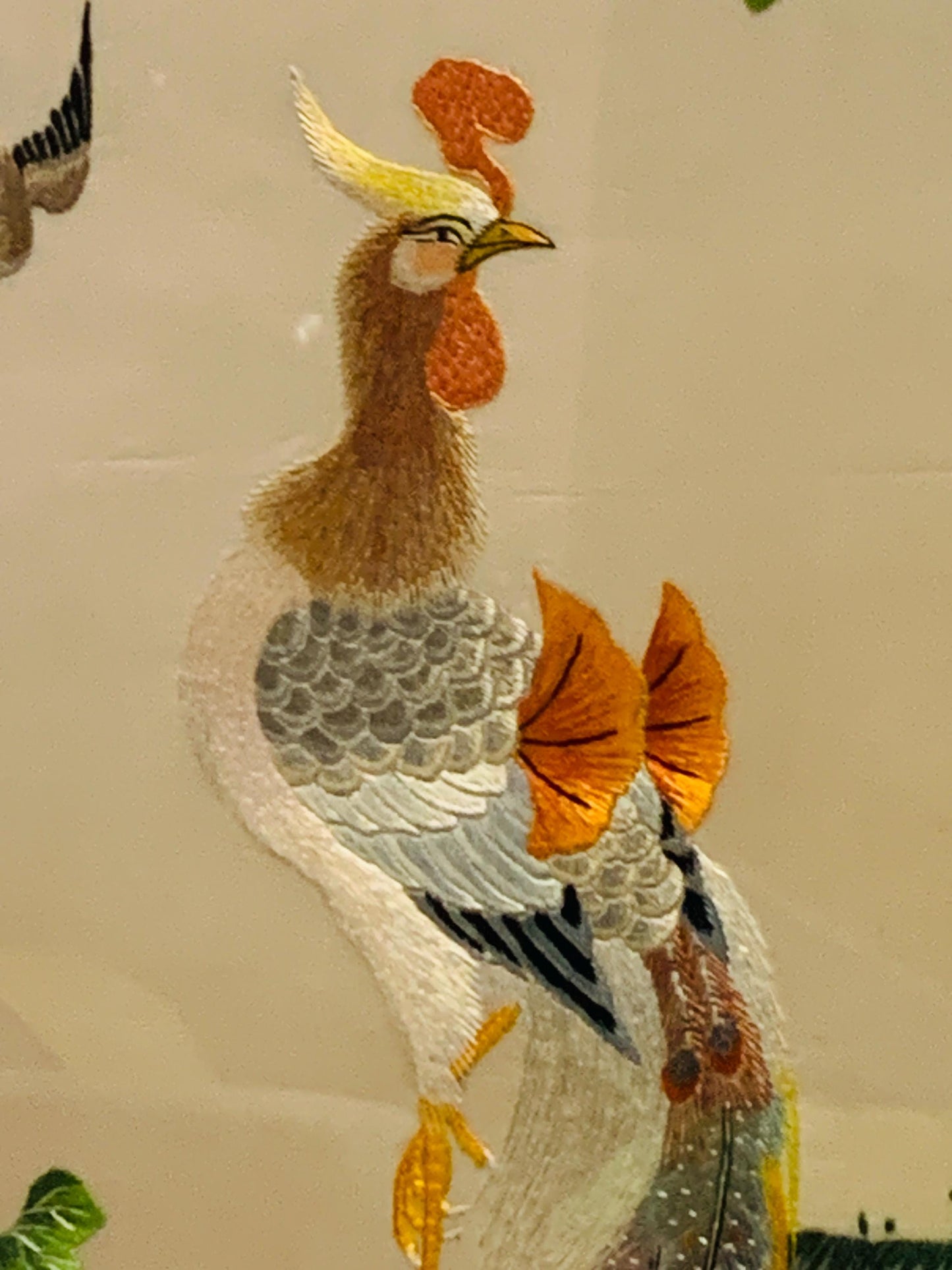 Vintage 1930s Chinese Silk Embroidered Framed Birds of Paradise