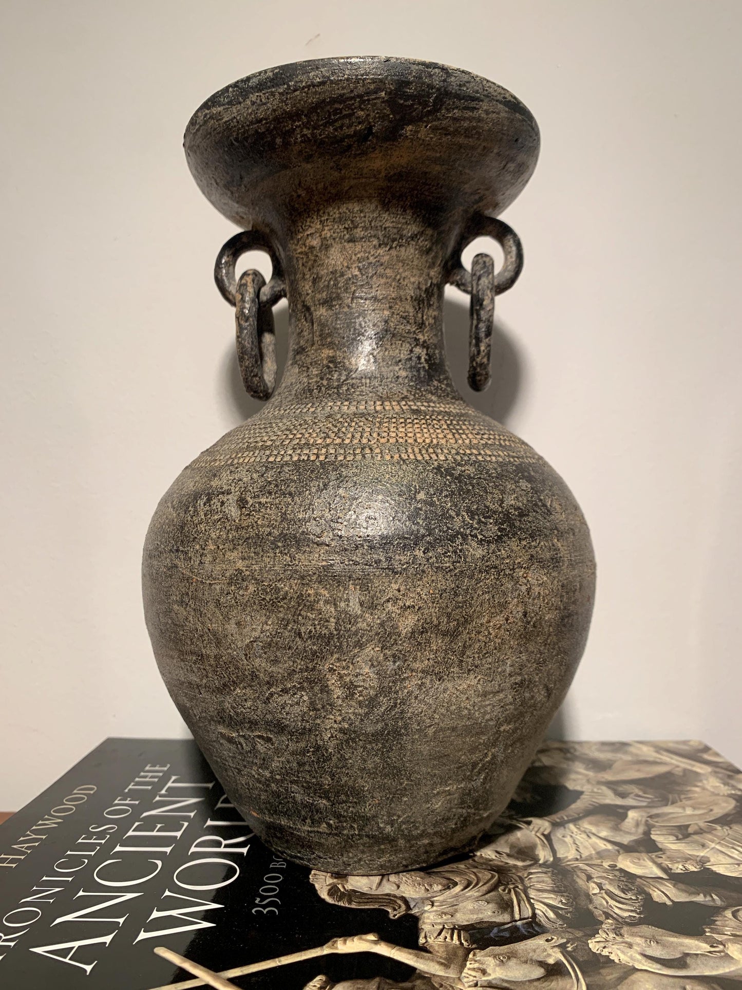 Vintage Latin American Clay Vase with Ring Handles - Mid Century