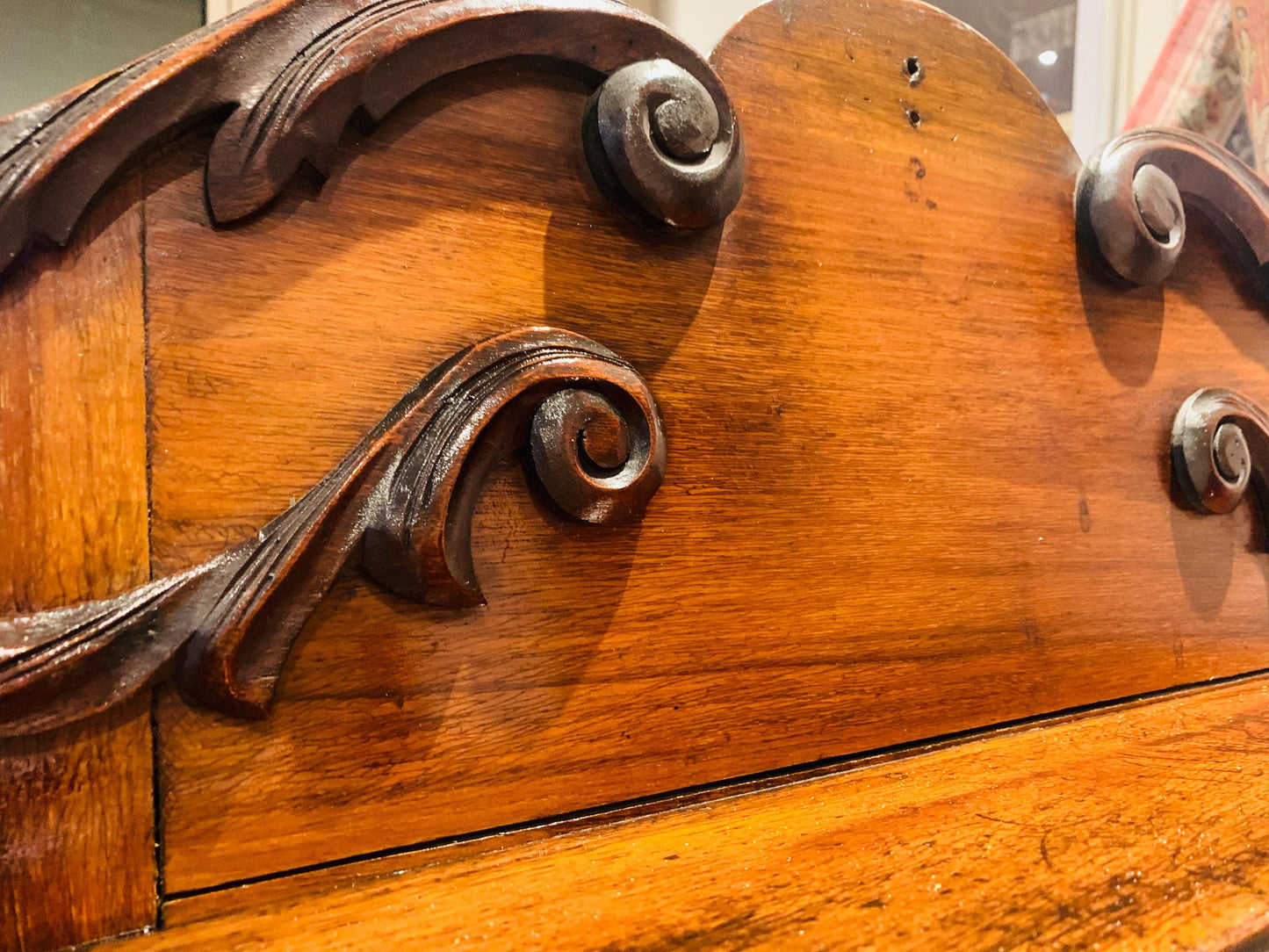 Antique Victorian Art Nouveau (1890-1910) Mahogany Over-Mantle Mirror.