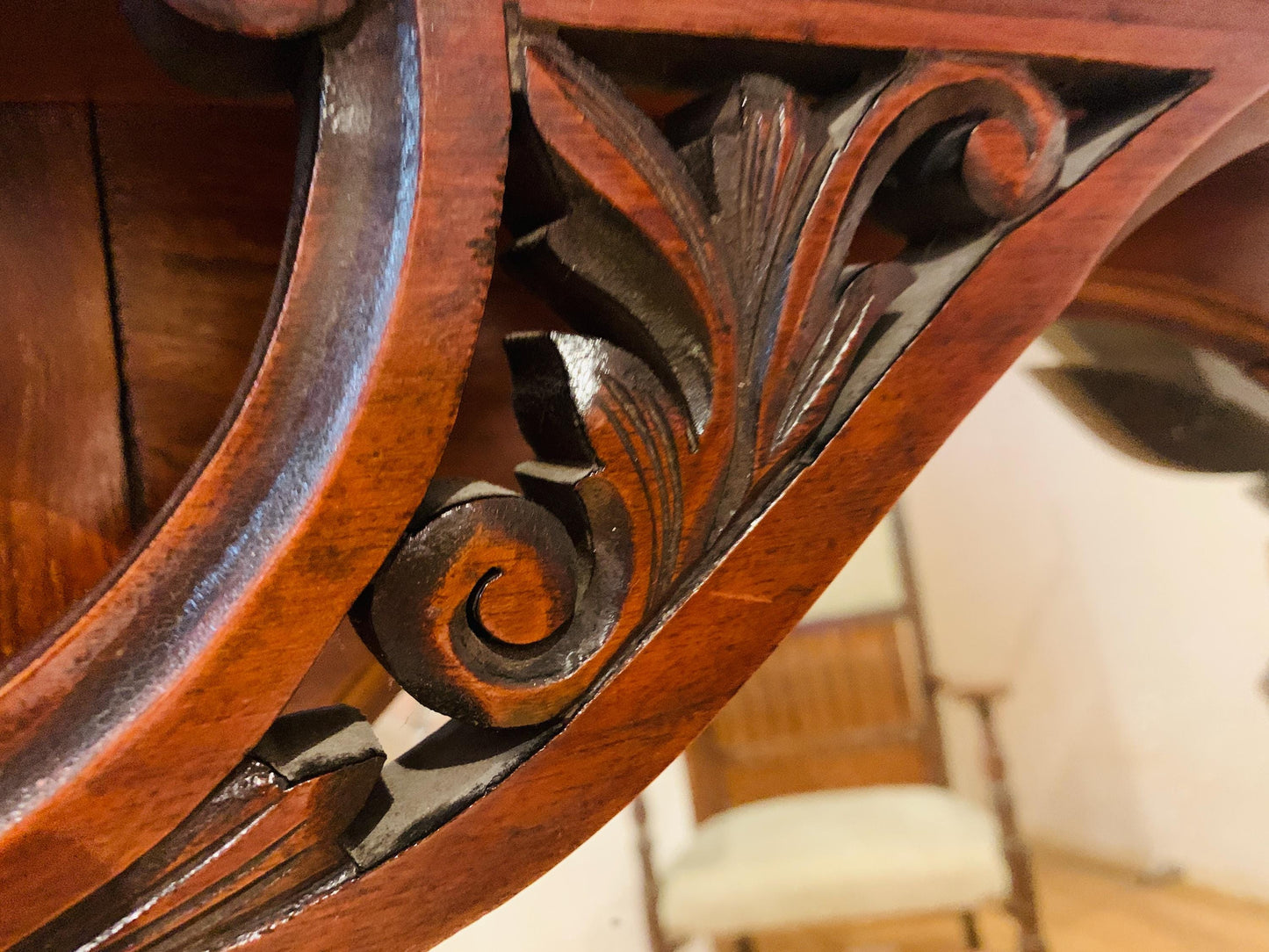 Antique Victorian Art Nouveau (1890-1910) Mahogany Over-Mantle Mirror.