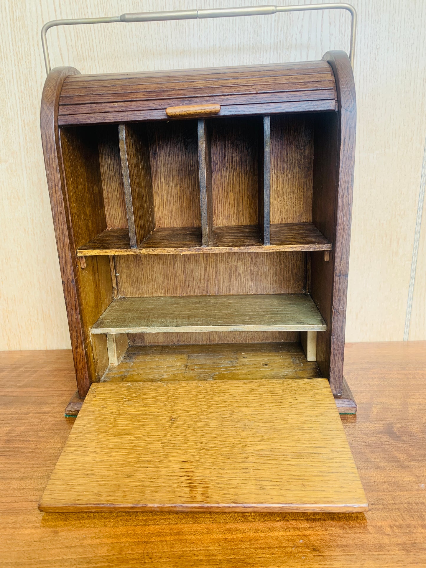 Antique Arts & Crafts / Edwardian Tambour Stationery Cabinet (c 1885-1910)