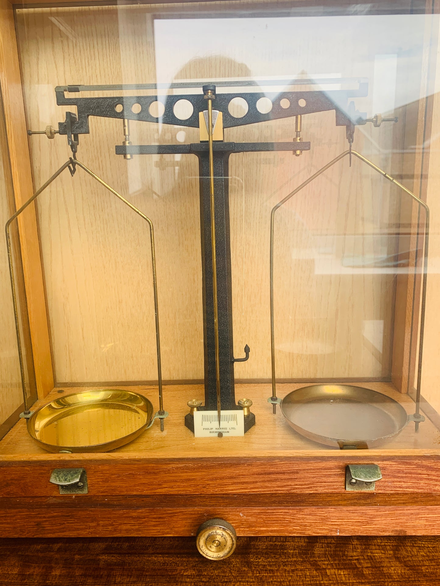 Antique Philip Harris Analytical Balance Laboratory Scales in Display Case