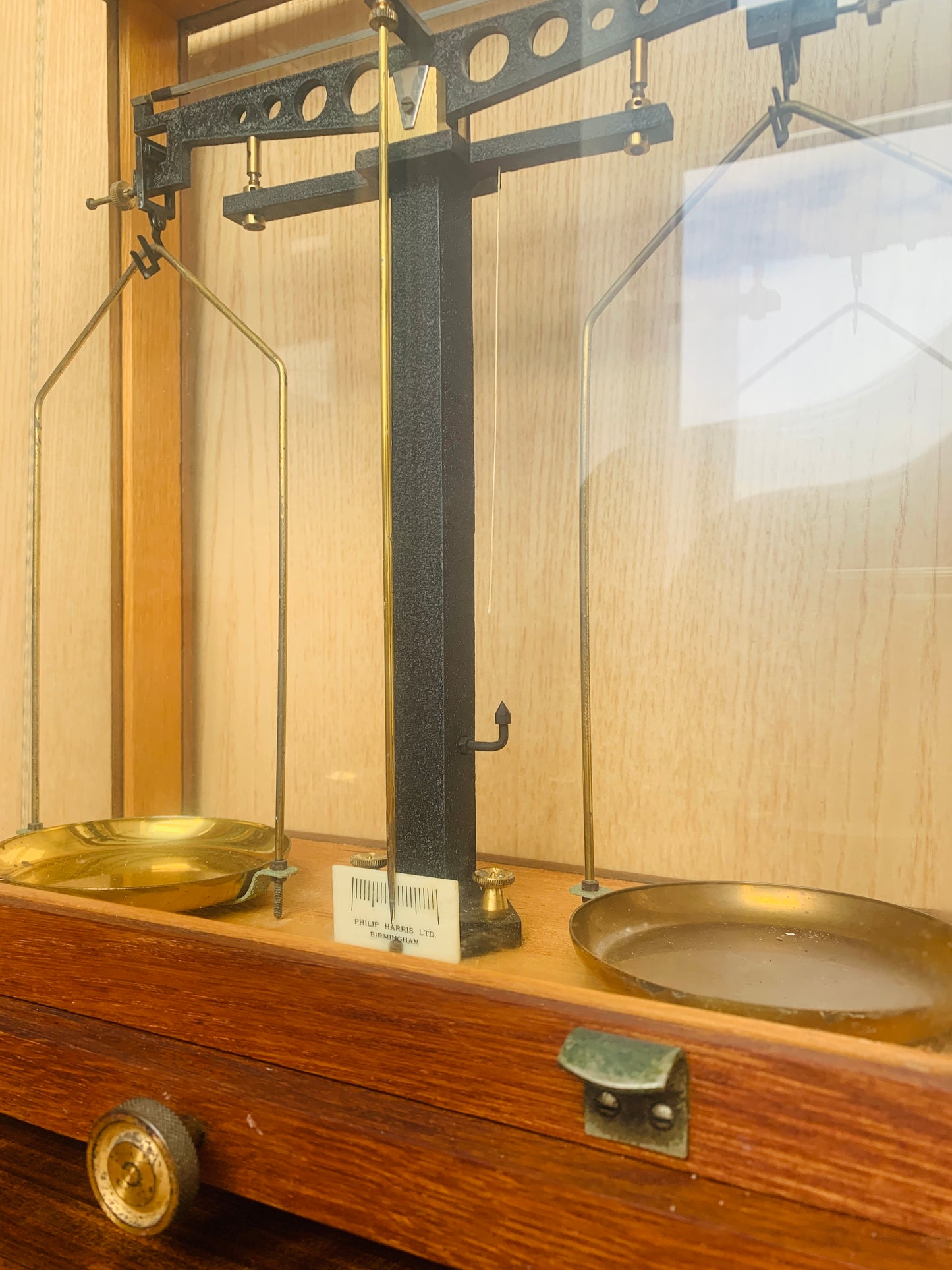 Antique Philip Harris Analytical Balance Laboratory Scales in Display Case