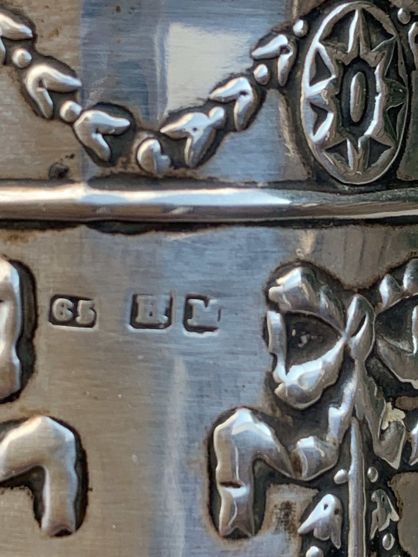 Antique 1908 Art Nouveau Edwardian Silver Sleeved Glass Scent Bottle (Henry Matthews, Birmingham)