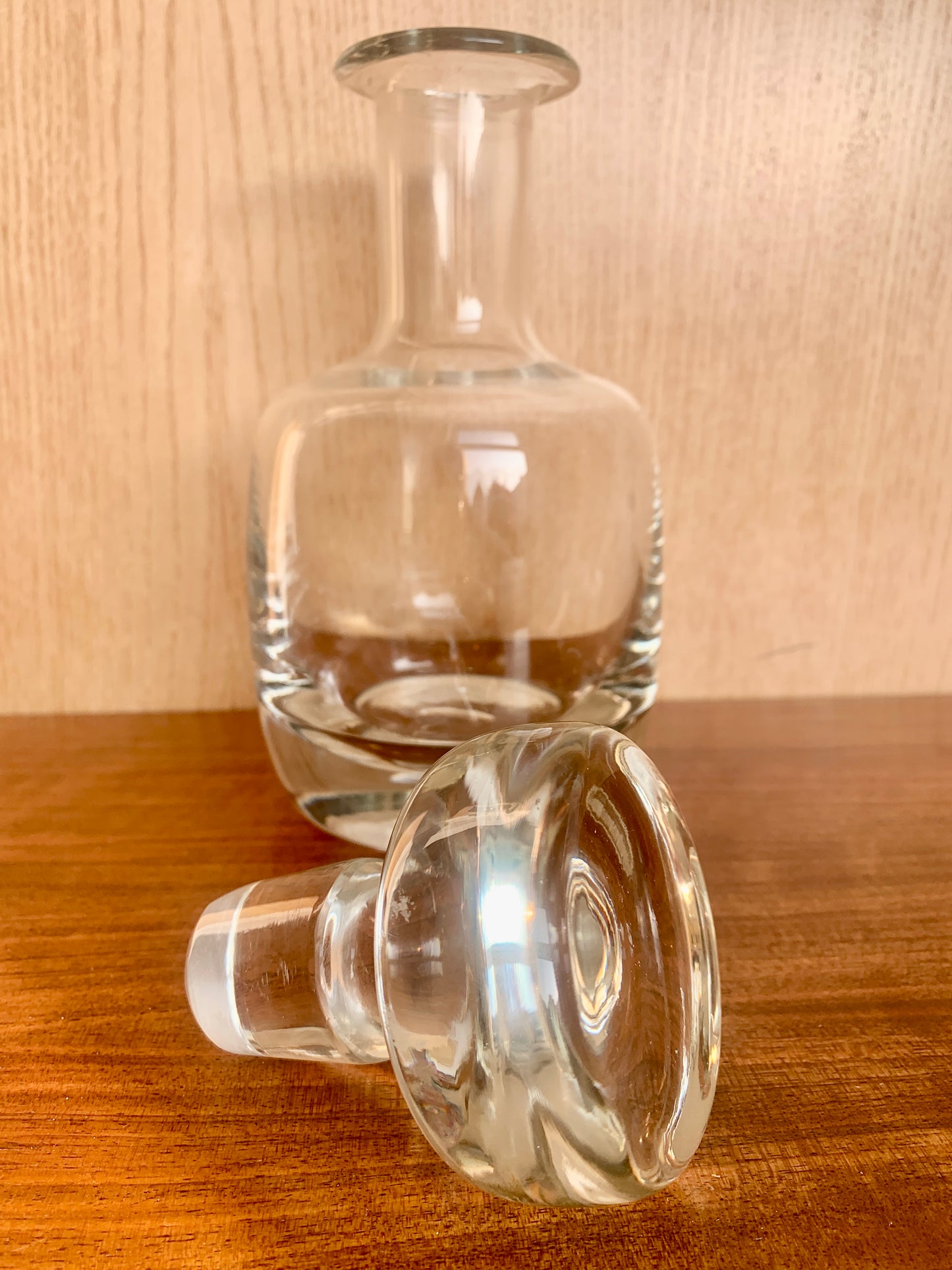 Vintage Heavy Glass Krosno Decanter Mid-Century Modern Carafe