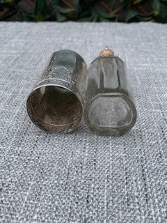 Antique 1908 Art Nouveau Edwardian Silver Sleeved Glass Scent Bottle (Henry Matthews, Birmingham)