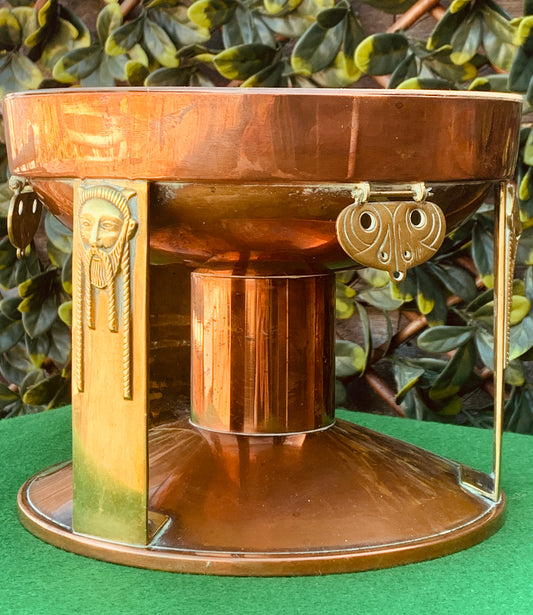Rare Antique Austrian Secessionist Copper, Brass & Glass Dish c1890’s