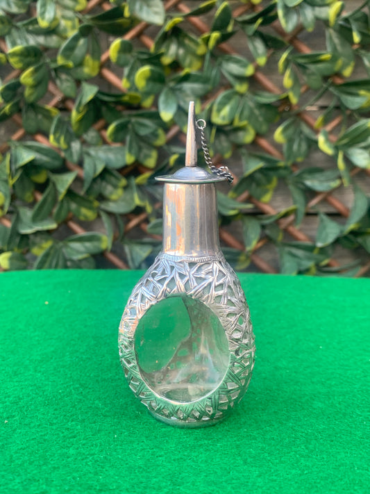 Sterling Silver & Dimpled Glass Soy Pourer Chinese Export (Hong Kong c1940’s)